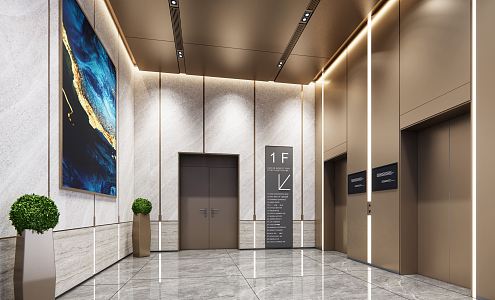 Light luxury elevator hall company elevator room 3d model