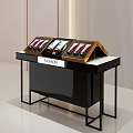 Modern Fashion Retail Display Shelf with Black Frame Glass Top and Lipstick Products