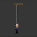 Two Marionette Puppets With Strings And Wooden Control Bar In Different Colors