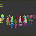 Game and Movie Characters as Cartoon Style Figurines With Various Outfits and Accessories