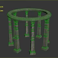 Classic Round Stone Fence Structure With Ornate Columns And Architectural Design