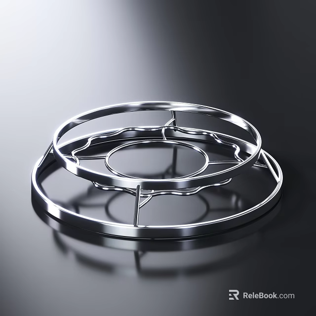 Modern Stainless Steel Double Layer Circular Kitchen Utensil Tray Rack for Cooking Tools 3d model 