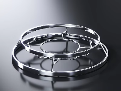 Modern Stainless Steel Double Layer Circular Kitchen Utensil Tray Rack for Cooking Tools 3d model