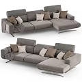 Gray L Shaped Sofa With Pillows And Blanket In Interior Design 3d model