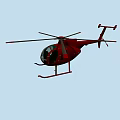 Red Single Rotor Helicopter Flying in Light Blue Sky Mid Air
