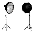 Professional Photography Octagonal Softboxes on Wheeled Tripods Setup for Studio Lighting Use