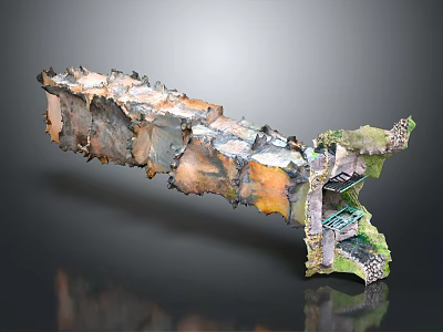 Abstract Terrain Architectural Model With Mixed Color Textures And Structural Details 3d model