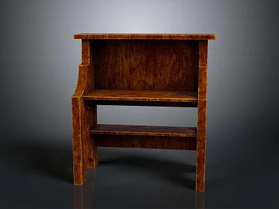 Multi Tiered Wooden Brown Shelving Unit With Sturdy Simple Design For Home Storage And 3d model