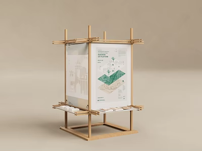 Wooden Display Rack With Simple Structure Displaying Green Infographic Design Chart 3d model