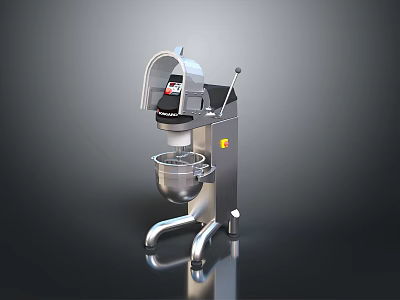 Stainless Steel Home Kitchen Mixer With Transparent Lid And Mixing Bowl Design 3d model