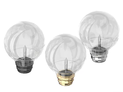 Elegant Transparent Light Bulbs With Ornamental Patterns And Colored Bases 3d model