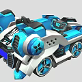 Futuristic Blue And White Racing Car With Sleek Aerodynamic Body And Stylish Wheels