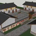 Traditional Rural Self Built House With Tile Roof Courtyard And Decorative Wall Paintings