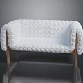 White Diamond Pattern Multi Seater Sofa With Knitted Fabric And Wooden Legs