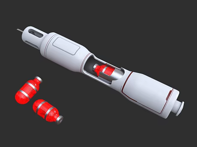 Medical Injection Device With White Body Transparent Section Red Components And Red Ampoules 3d model