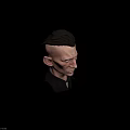 Man Head Portrait 3D Character Model With Short Black Hair Serious Expression And Black Shirt