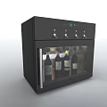 Modern Black Refrigerator Freezer With Glass Door Interior Lighting And Control Panel