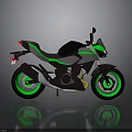 Modern Sporty Motorcycle With Green Accents Sleek Design And Green Wheels