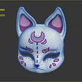 White Cat Shaped Mask With Pink Crescent Moon And Tear Like Patterns 3d model