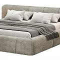 Modern Double Bed With Soft Velvet Upholstery Headboard Pillows Blanket And Color Options