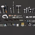 Various Household Cleaning Tools And Accessories Collection With Brooms Mops And Brushes