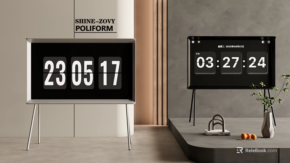 Modern Digital Television With Date Time Display And Sleek Contemporary Design Stand 3d model 