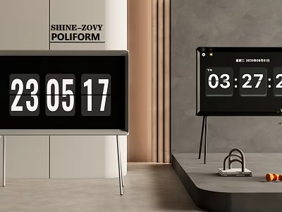 Modern Digital Television With Date Time Display And Sleek Contemporary Design Stand 3d model