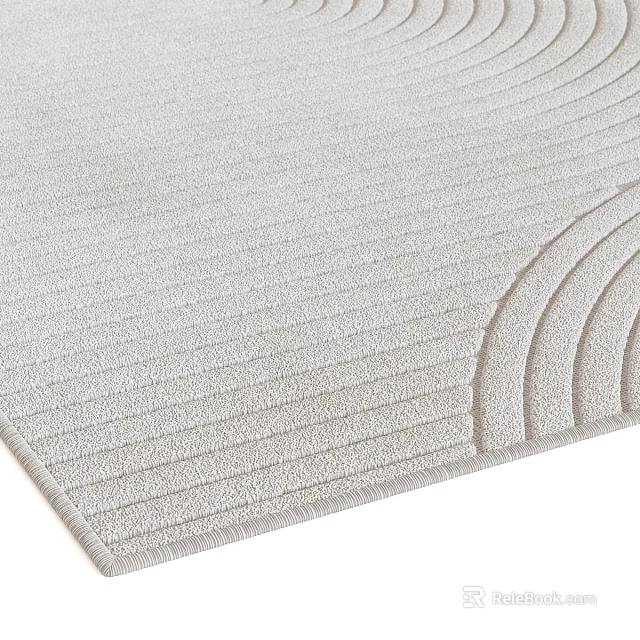 Light Gray Square Rug With Textured Lines And Curves 3d model
