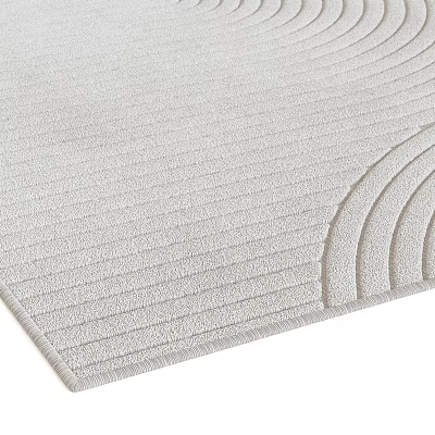 Light Gray Square Rug With Textured Lines And Curves 3d model