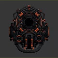 Sci-Fi Mechanical Device Featuring Black Red Circular Structure And Components