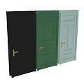 Light Blue Black Green Hinged Doors With Golden Handles And Various Panel Designs 3d model