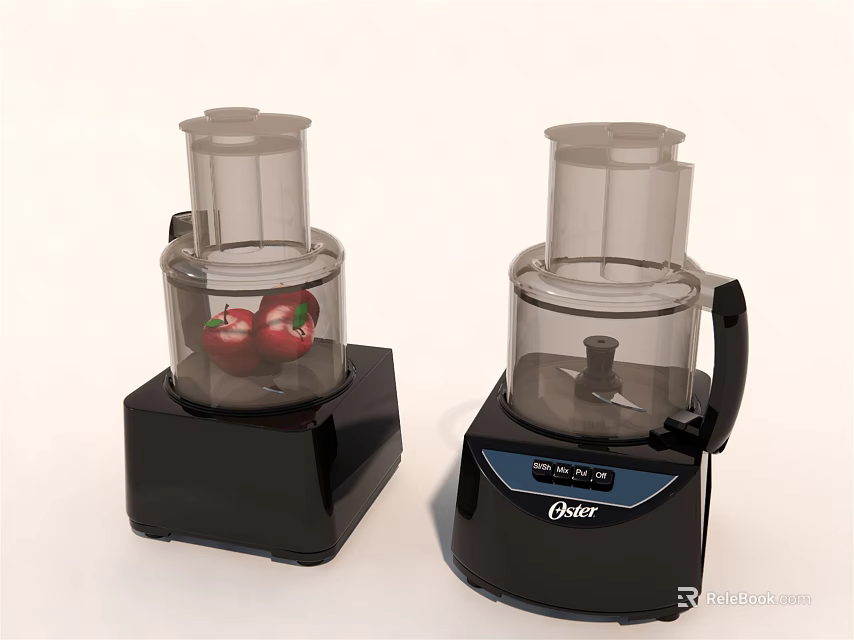 Bear Black Kitchen Food Processors With Fruit Inside And Sleek Design 3d model