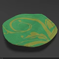 Decorative Green And Yellow Fabric Placemat With Swirl Pattern For Home Dining Table