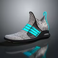 Gray Sporty Sneakers With Blue Stripes Textured Upper And Modern Design