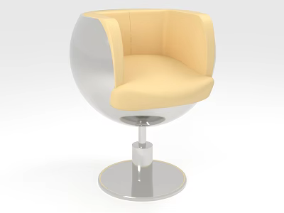 Modern Yellow Single Chair With Spherical Design And Silver Metal Base 3d model