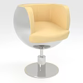 Modern Yellow Single Chair With Spherical Design And Silver Metal Base