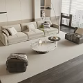 Modern Sofa Coffee Table Combination Casual Sofa Three-Seat Sofa 3d model