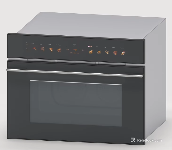 Modern Black Kitchen Oven With Glass Door And Control Panel 3d model