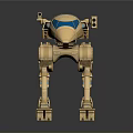 Game and Movie Robot Character With Mechanical Legs Blue Visor and Beige Exterior