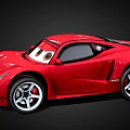 Red Sports Car With Cartoon Eyes And Sleek Shiny Exterior Body Design