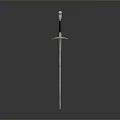 Medieval Style Sword With Polished Metal Blade Black Handle And Shiny Surface
