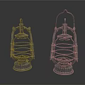 Vintage Metal Lantern Lamp Set With Decorative Iron Frame Handle And Pair Design
