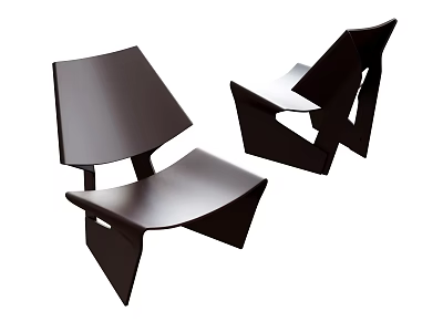 Modern Black Leisure Chairs With Geometric Design And Sleek Structure For Living Space 3d model