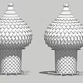 Two Gray Dome Structures With Lattice Texture Architectural Models Design 3d model