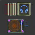 Books Magazines Collection With Vinyl Record Player Headphones Stacked Issues And Wooden Speakers