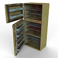 Vintage Metal Kitchen Storage Cabinet With Open Drawers And Shelves For Appliances