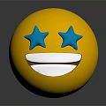 Cheerful Yellow Emoji With Blue Star Eyes And Smiling Mouth Design