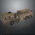 Military Sand Colored Heavy Duty Truck With Crane And Multiple Wheels