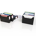 Practical Black File Folders With Colorful Labeled Papers For Office Organization 3d model