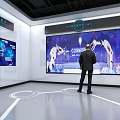 Modern Electronic Precision Factory Exhibition Hall With Interactive Robot Display And Tech Interior 3d model